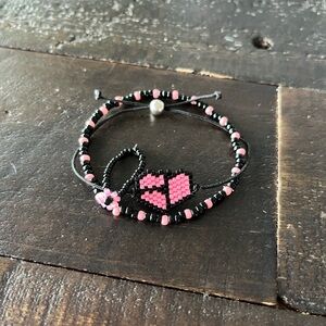 Black pink theme bracelets and a ring set